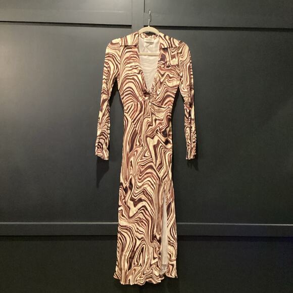 Revolve NICHOLAS Michelle Long Sleeve Twist Front Maxi Midi Dress V neck 2 - Picture 2 of 14